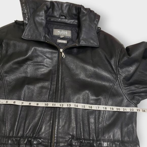 Vtg 80s Wilsons Leather Thinsulate Insulated Quilt Lined Hooded Coat Black Sz L - Picture 11 of 16